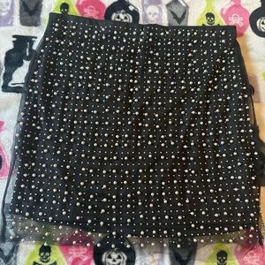 Haute Monde Black Pearl Studded Mini Skirt